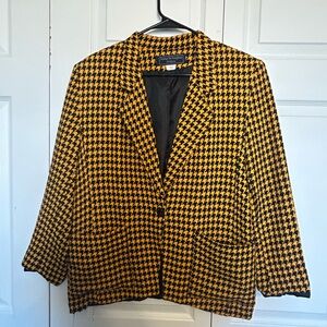 Houndstooth Black and Yellow Women's Blazer Size 12/Large